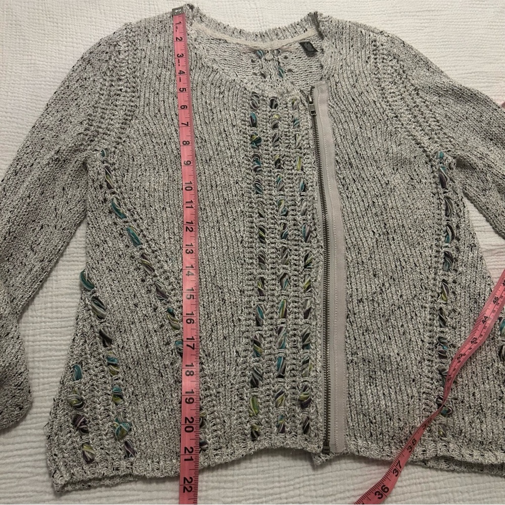 Anthropologie Knitted & Knotted Textured Zip Front Long Sleeve Sweater S Small - Picture 9 of 12